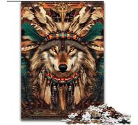Puzzle 1000 pièces en Bois pour Adultes, Motif Loup Indien, 50x75cm, idéal pour Les Amoureux, idéal pour Noël, Le Nouvel an ou la Saint-Valentin