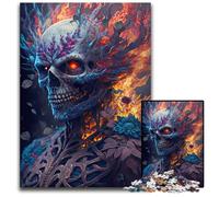 Puzzle 1000 pièces en Bois pour Adultes, Motif Squelette de Fleurs en feu, Jeu interactif Familial, Cadeau Artisanal avec Illustrations colorées, 50x75cm/19,68x29,52 Pouces