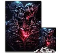Puzzle 1000 pièces en Bois pour Adultes, Motif tête de Mort et cœur, idéal pour Une activité familiale, Un Casse-tête, Une décoration d'intérieur ou comme Cadeau de Noël, 50x75cm/19,68x29,52 Pouces