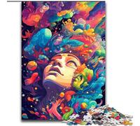 Puzzle 1000 pièces en Bois représentant des Femmes colorées et psychédéliques pour Noël, Halloween, Pâques et Le Nouvel an 1000 pièces(50x75cm)
