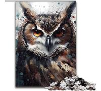 Puzzle 1000 pièces en Bois représentant des hiboux, idéal pour décorer Un Bureau, Une Chambre ou Un Salon, Dimensions 50x75cm