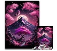 Puzzle 1000 pièces en Bois représentant des Montagnes en Fleurs de Cerisier, Jeu interactif pour Adultes, décoration d'intérieur, Casse-tête, 50x75cm/19,68x29,52 Pouces