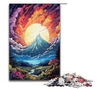 Puzzle 1000 pièces en Bois représentant des Sommets de Montagnes colorés pour Enfants Interaction Parent-Enfant 38 x 26 cm