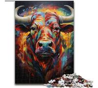 Puzzle 1000 pièces en Bois représentant des Vaches colorées, décoration idéale pour la Maison ou Le Bureau, Cadeau de Noël idéal 50x75cm, décoration Artistique, Cadeau d'anniversaire idéal