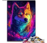 Puzzle 1000 pièces en Bois représentant Le Shiba Inu de la Galaxie, Un Casse-tête Stimulant pour Les Adolescents, Une soirée de Jeux en Famille Amusante, 1000 pièces(50x75cm)