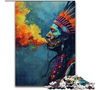 Puzzle 1000 pièces en Bois représentant Les Indiens d'Amérique Un Casse-tête Stimulant pour Les Adolescents, idéal pour la Famille, idéal pour la décoration d'intérieur(50x75cm)