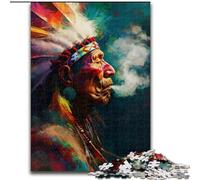 Puzzle 1000 pièces en Bois représentant Les Indiens d'Amérique, Un Casse-tête Stimulant pour Les Adolescents, Une soirée de Jeux en Famille Amusante(1000 pièces, 50x75cm)