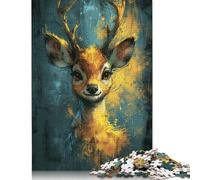 Puzzle 1000 pièces en Bois représentant Un Adorable Petit cerf Jaune, Jouets éducatifs, Jeux familiaux, Cadeaux de Noël et d'anniversaire, 1000 pièces (75 x 50 cm)