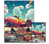Puzzle 1000 pièces en Bois représentant Un Avion, idéal pour Les Adultes et Les Adolescents. 50x75cm / 19,68x29,52 Pouces.