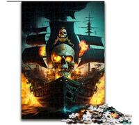 Puzzle 1000 pièces en Bois représentant Un Bateau Pirate et Un crâne pour Les Anniversaires, Les fêtes et la décoration intérieure 1000 pièces(50x75cm)