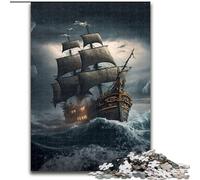 Puzzle 1000 pièces en Bois représentant Un Bateau Pirate, Un Casse-tête Stimulant pour Les Adolescents, Amusant en Famille, décoration d'intérieur à Faire soi-même, 1000 pièces(50x75cm)