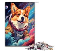 Puzzle 1000 pièces en Bois représentant Un bébé Astronaute Corgi Jeux éducatifs décoration d'intérieur 75 x 50 cm