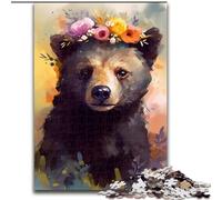 Puzzle 1000 pièces en Bois représentant Un bébé Ours Brun coloré,Un Casse-tête Stimulant pour Les Adolescents,Un Divertissement en Famille,Un Cadeau de décoration d'intérieur à Faire soi-même