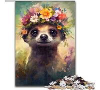 Puzzle 1000 pièces en Bois représentant Un bébé Suricate coloré Niveau débutant Idéal pour Les Anniversaires et Les fêtes 50x75cm Activité Adulte et familiale Décoration d'intérieur à Faire soi-même
