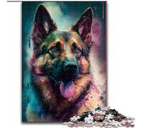 Puzzle 1000 pièces en Bois représentant Un Berger Allemand, avec Jeu interactif Familial, pour Les 14 Ans et Plus(1000 pièces, 50x75cm)