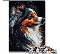 Puzzle 1000 pièces en Bois représentant Un Berger des Shetland Décoration idéale pour la Maison ou Le Bureau pour Noël 50x75cm Décoration Artistique Cadeau d'anniversaire idéal