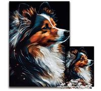 Puzzle 1000 pièces en Bois représentant Un Berger des Shetland, idéal pour Les Adolescents et Les collectionneurs, idéal pour la décoration intérieure et Les Voyages, 50x75cm/19,68x29,52 Pouces