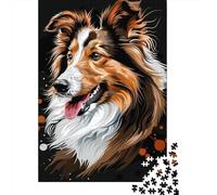 Puzzle 1000 pièces en Bois représentant Un Berger des Shetland pour Adultes, Cadeau d'halloween, Puzzle 1000 pièces (38 x 26 cm)