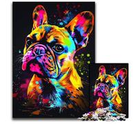 Puzzle 1000 pièces en Bois représentant Un Bouledogue français, idéal pour Les Adolescents et la décoration d'intérieur 50x75cm/19,68x29,52 Pouces.