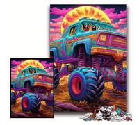 Puzzle 1000 pièces en Bois représentant Un Camion psychédélique, Taille 50x75cm, Jeu Familial interactif, décoration d'intérieur à Faire soi-même, Cadeau Casse-tête