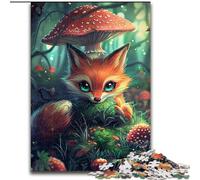 Puzzle 1000 pièces en Bois représentant Un Champignon et Un Renard coloré pour Les Anniversaires, Les fêtes et la décoration intérieure 1000 pièces(50x75cm)