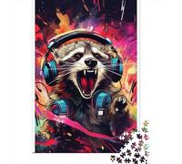 Puzzle 1000 pièces en Bois représentant Un Chat civette Artistique, Puzzle carré créatif pour Adultes, Jeu Stimulant (1000 pièces, 75 x 50 cm)