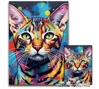 Puzzle 1000 pièces en Bois représentant Un Chat du Bengale,idéal pour Les Adultes. Un Casse-tête Stimulant à Faire soi-même,idéal pour Un Jeu Familial ou comme Cadeau décoratif. 50x75cm
