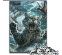 Puzzle 1000 pièces en Bois représentant Un Chat Monstre en mer Idée Cadeau Unique pour Une décoration d'intérieur DIY 50x75cm pour Adolescents et familles Idéal pour Un Bricolage et Un défi cérébral
