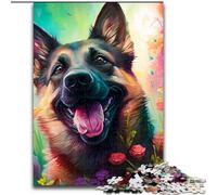 Puzzle 1000 pièces en Bois représentant Un Chien Berger Fleuri,idéal pour s'amuser en Famille,se détendre et Offrir des Cadeaux Activité Adulte et familiale. Cadeau de décoration d'intérieur