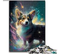 Puzzle 1000 pièces en Bois représentant Un Chien Corgi, idée Cadeau pour Les fêtes, Illustration Humoristique et détaillée, 50x75cm, idéal pour Un Anniversaire, Noël ou Halloween.