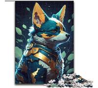 Puzzle 1000 pièces en Bois représentant Un Chien Corgi réaliste et Magique, Jeu Familial interactif, à partir de 14 Ans. 50x75cm. Jeu de réflexion pour Adolescents, pour Les fêtes.