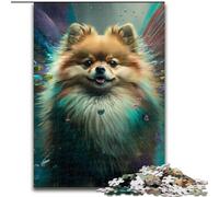 Puzzle 1000 pièces en Bois représentant Un Chien de Poméranie, activité Amusante à Faire à la Maison, 50x75cm, décoration DIY, Cadeaux de Vacances stimulants pour Le Cerveau