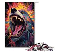 Puzzle 1000 pièces en Bois représentant Un Chien Rottweiler féroce et coloré Jeux éducatifs décoration d'intérieur 75 x 50 cm