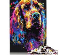 Puzzle 1000 pièces en Bois représentant Un Cocker Spaniel Anglais, idéal pour Les Adolescents, idéal pour l'éducation à la Maison ou pour Les Adultes (75 x 50 cm).
