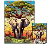 Puzzle 1000 pièces en Bois représentant Un éléphant coloré, idéal pour se détendre et se Mettre au défi, décoration d'intérieur colorée, pour Les Amis 50x75cm / 19,68x29,52 Pouces