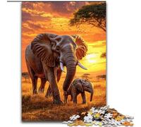 Puzzle 1000 pièces en Bois représentant Un éléphant d'Afrique, idéal pour Une Interaction familiale et Un Cadeau Amusant, Motif Abstrait Vibrant 50x75cm