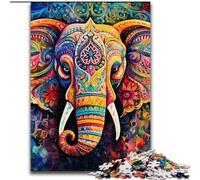 Puzzle 1000 pièces en Bois représentant Un éléphant psychédélique, Taille 50x75cm. Un Casse-tête Stimulant à Faire soi-même, idéal pour Un Jeu Familial ou comme Cadeau décoratif.
