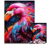 Puzzle 1000 pièces en Bois représentant Un Flamant Rose psychédélique, idéal comme Cadeau de Noël, d'halloween, de Pâques ou du Nouvel an 50x75cm/19,68x29,52 Pouces.