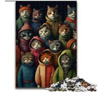 Puzzle 1000 pièces en Bois représentant Un Groupe de Chats Amusants,Cadeau pour Hommes et Femmes,Jouet éducatif pour Adolescents,idéal pour Le Quotidien et Les Occasions spéciales,50x75cm,décoration
