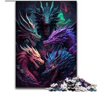 Puzzle 1000 pièces en Bois représentant Un Groupe de Dragons, activité Amusante à Faire à la Maison, 50x75cm, décoration DIY, Cadeaux de Vacances stimulants pour Le Cerveau