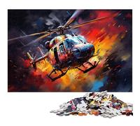 Puzzle 1000 pièces en Bois représentant Un hélicoptère coloré, idéal pour Les Adolescents et pour la décoration intérieure 50 x 75 cm / 19,68 x 29,52 Pouces.