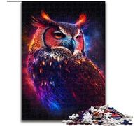 Puzzle 1000 pièces en Bois représentant Un Hibou étoilé, idéal pour Noël et Le Nouvel an, idéal pour Les fêtes 50x75cm Jeu de réflexion pour Adolescents pour Les fêtes