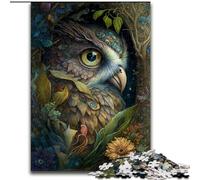 Puzzle 1000 pièces en Bois représentant Un Hibou, idéal pour Un Anniversaire, Noël ou Halloween 50x75cm, idéal pour la décoration intérieure, l'entraînement cérébral et Les fêtes de Fin d'année