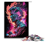 Puzzle 1000 pièces en Bois représentant Un Humain au néon brûlant Jeu Stimulant pour Adultes (75 x 50 cm)