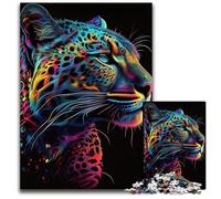 Puzzle 1000 pièces en Bois représentant Un Jaguar, Un Animal Pop Art, idéal comme Cadeau de Noël, d'halloween, de Pâques ou du Nouvel an 50x75cm/19,68x29,52 Pouces.