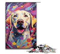 Puzzle 1000 pièces en Bois représentant Un Labrador Blanc psychédélique coloré pour Enfants Interaction Parent-Enfant 1000 pièces (75 x 50 cm)