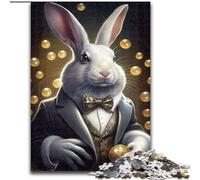 Puzzle 1000 pièces en Bois représentant Un Lapin, Jeu interactif Familial, pour Les 14 Ans et Plus(1000 pièces, 50x75cm)