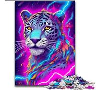 Puzzle 1000 pièces en Bois représentant Un léopard coloré, pour Les Parents, Les Amoureux et Les Amis à partir de 14 Ans 50x75cm Activité ludique et captivante pour Une soirée en Famille
