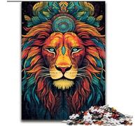 Puzzle 1000 pièces en Bois représentant Un Lion coloré avec Graffitis. Idéal pour la décoration de la Maison et du Bureau pour Un Anniversaire 50x75cm. pour Homme et Femme.