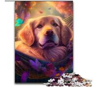 Puzzle 1000 pièces en Bois représentant Un Magnifique Golden Retriever pour Les Parents,Les Amoureux et Les Amis à partir de 14 Ans. 50x75cm. Décoration d'intérieur,entraînement cérébral